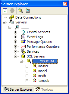 MSDE Win. Form App Server Explorer